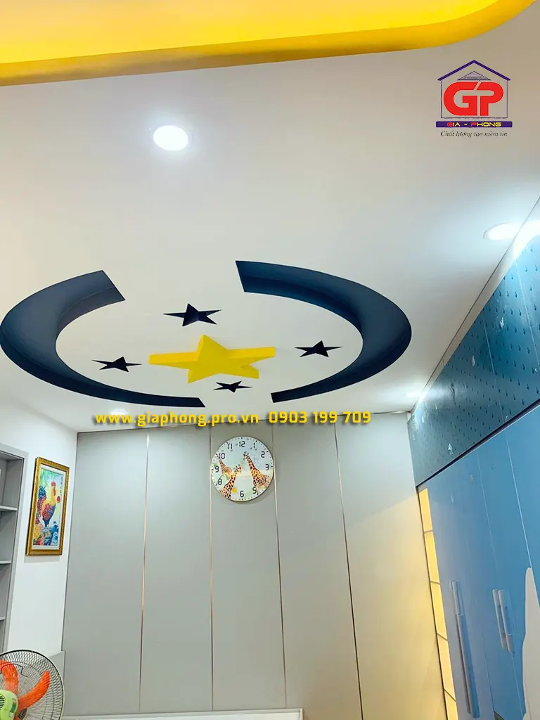 Vách ngăn thạch cao phòng ngủ hoàn thành